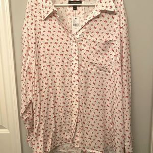 NWT Lane Bryant cherry button down